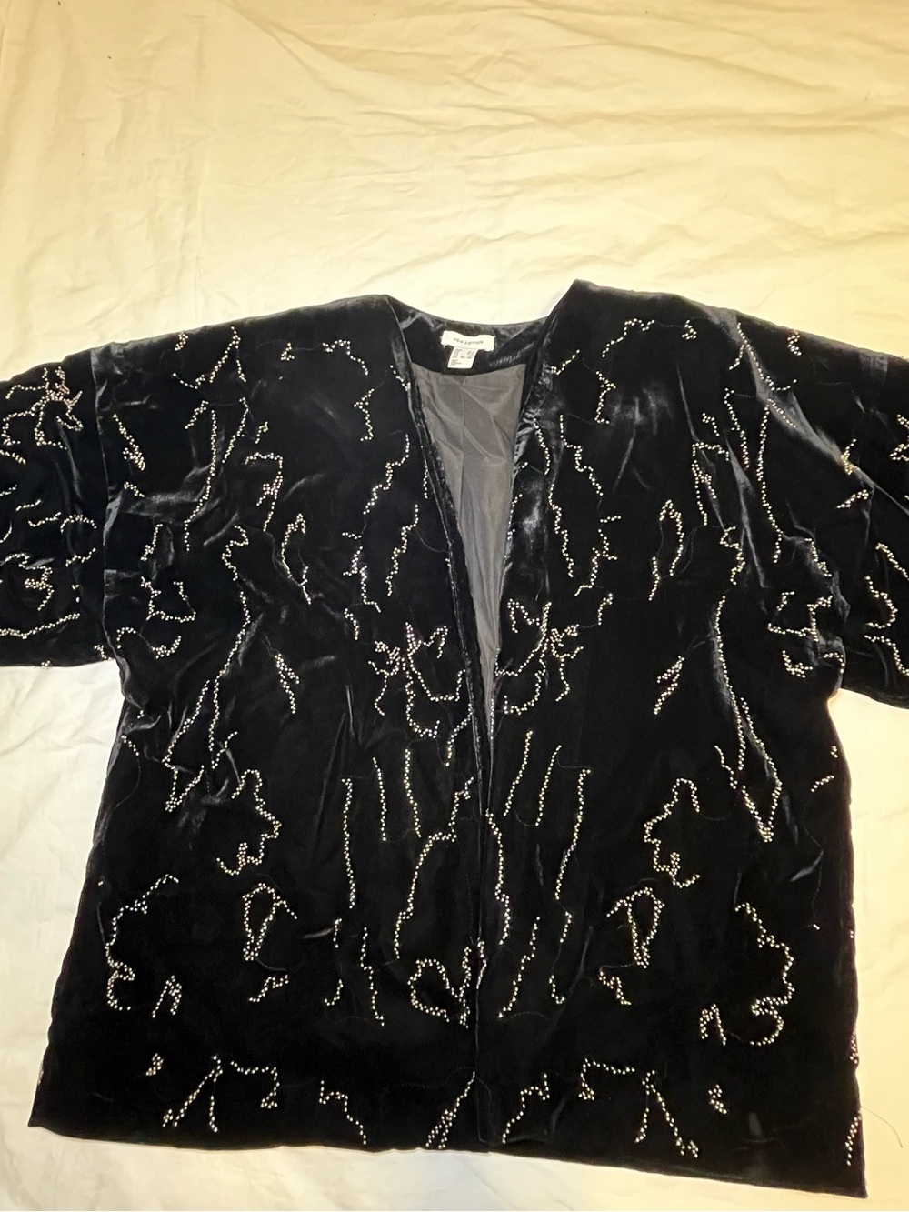 H&M Velvet Black Beaded Velvet Coat